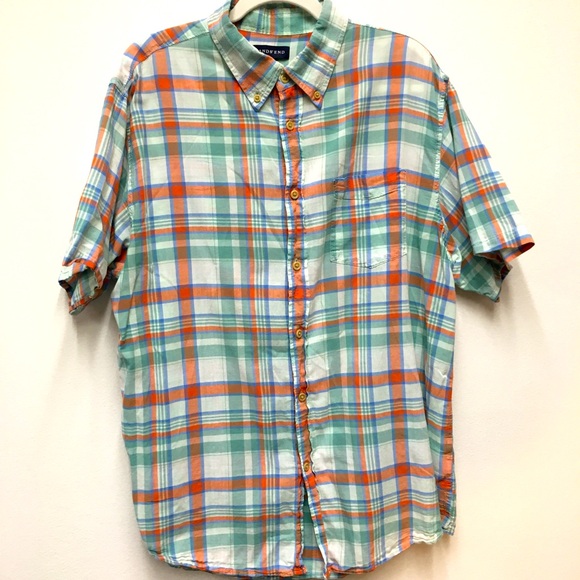 Lands' End Other - Lands’ End Traditional Fit Short Sleeve Button Up Shirt Large Plaid Green Casual
